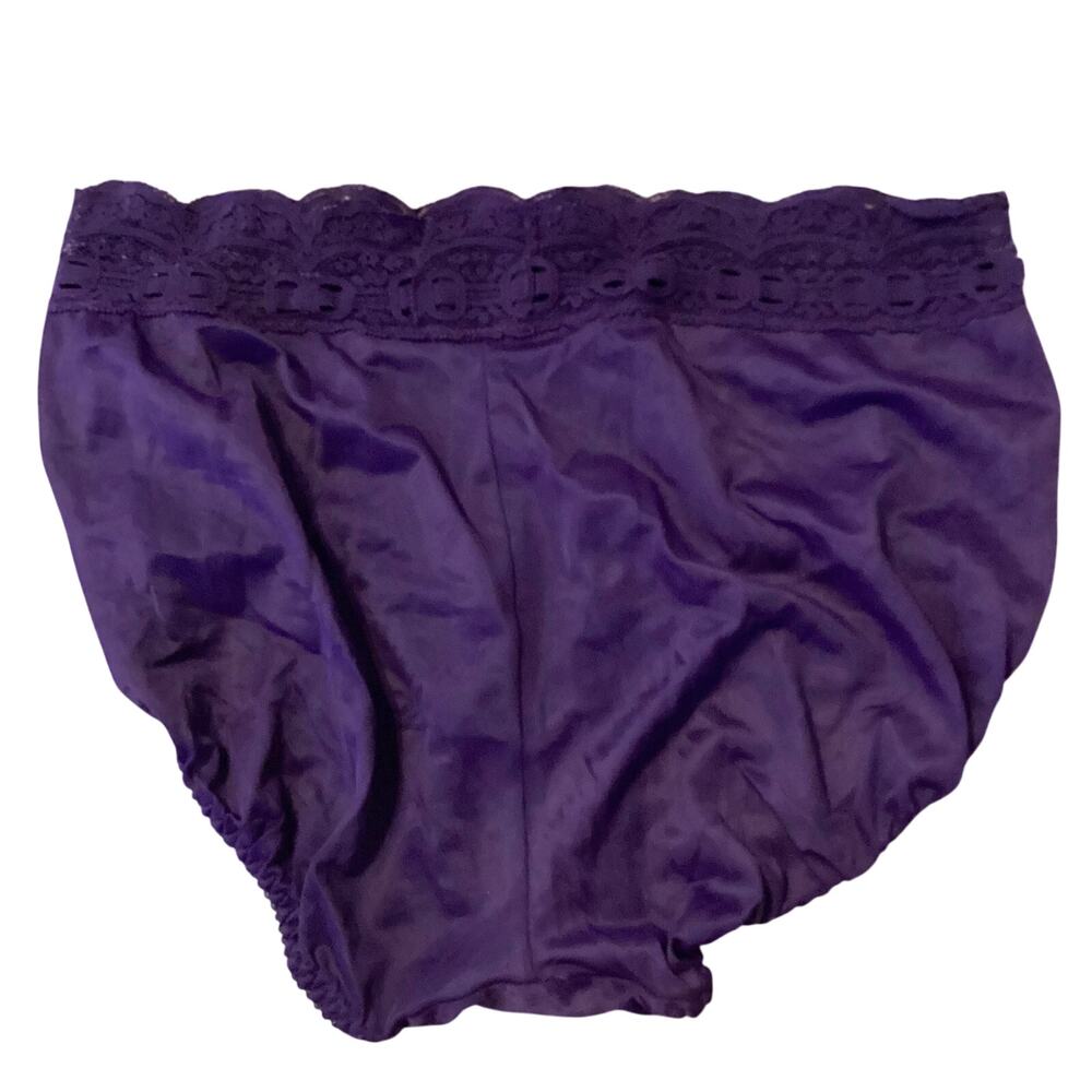 Vintage Olga Purple Nylon Lace Waist Brief Panties Size 7 Style 23913
